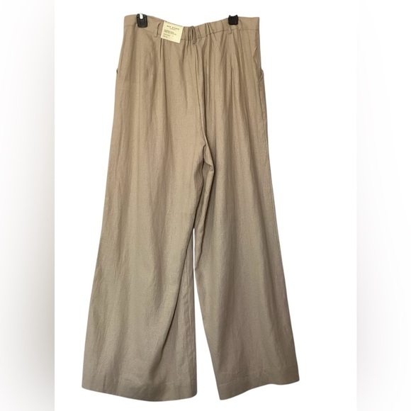Max Studio NWT Tan Linen Blend Wide Leg High Rise Trousers XL business casual - Picture 2 of 7